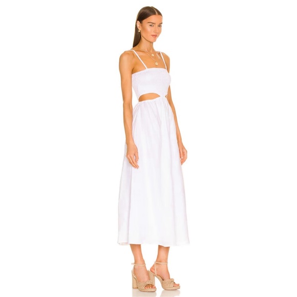 Faithfull the Brand Tayari Midi Dress in Plain White, NWT, size XS - Picture 2 of 4